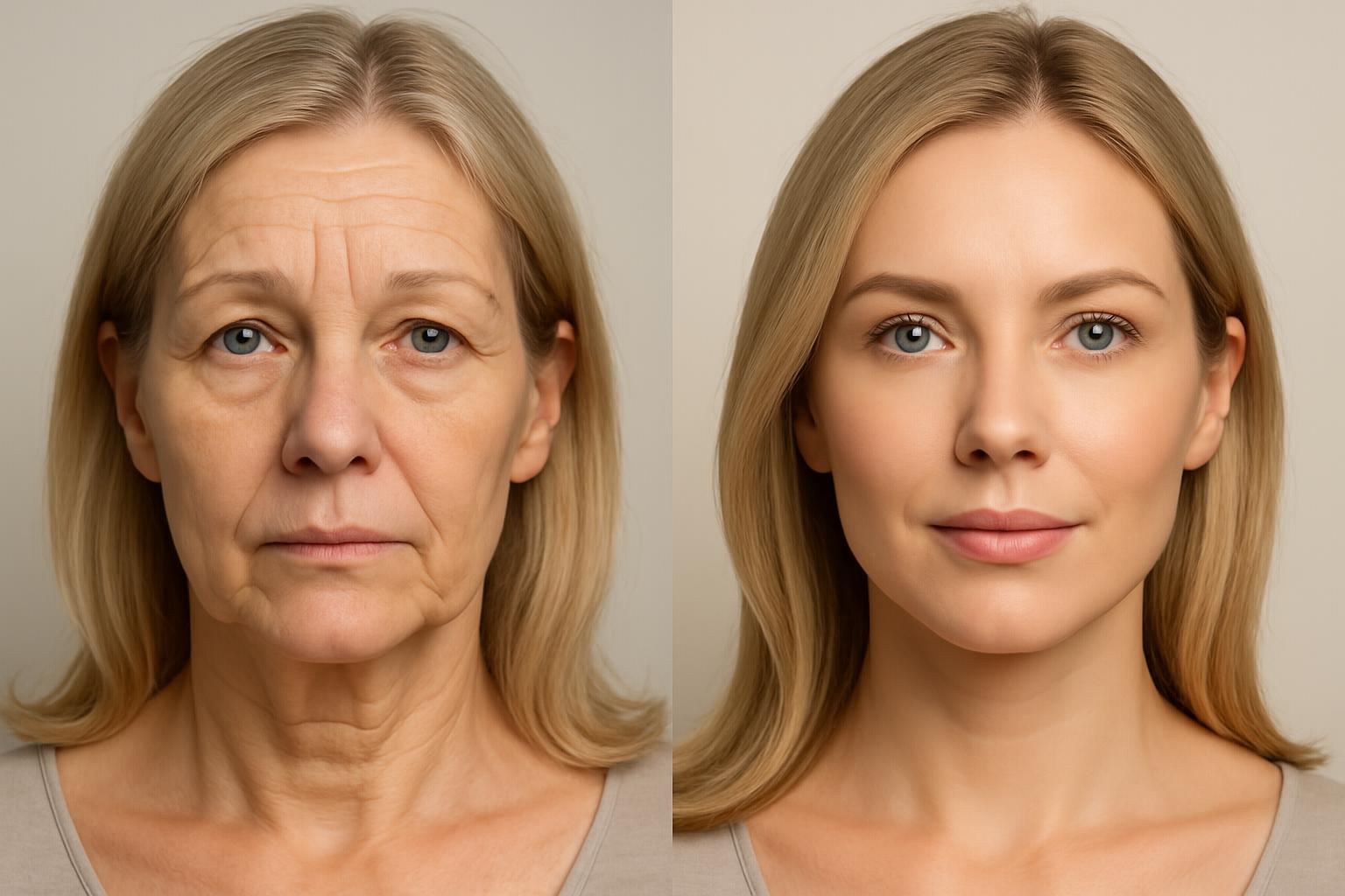 Antes e depois de harmonização facial